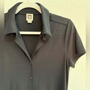 Anne Klein collared polo short sleeve little black Dress Medium Vintage